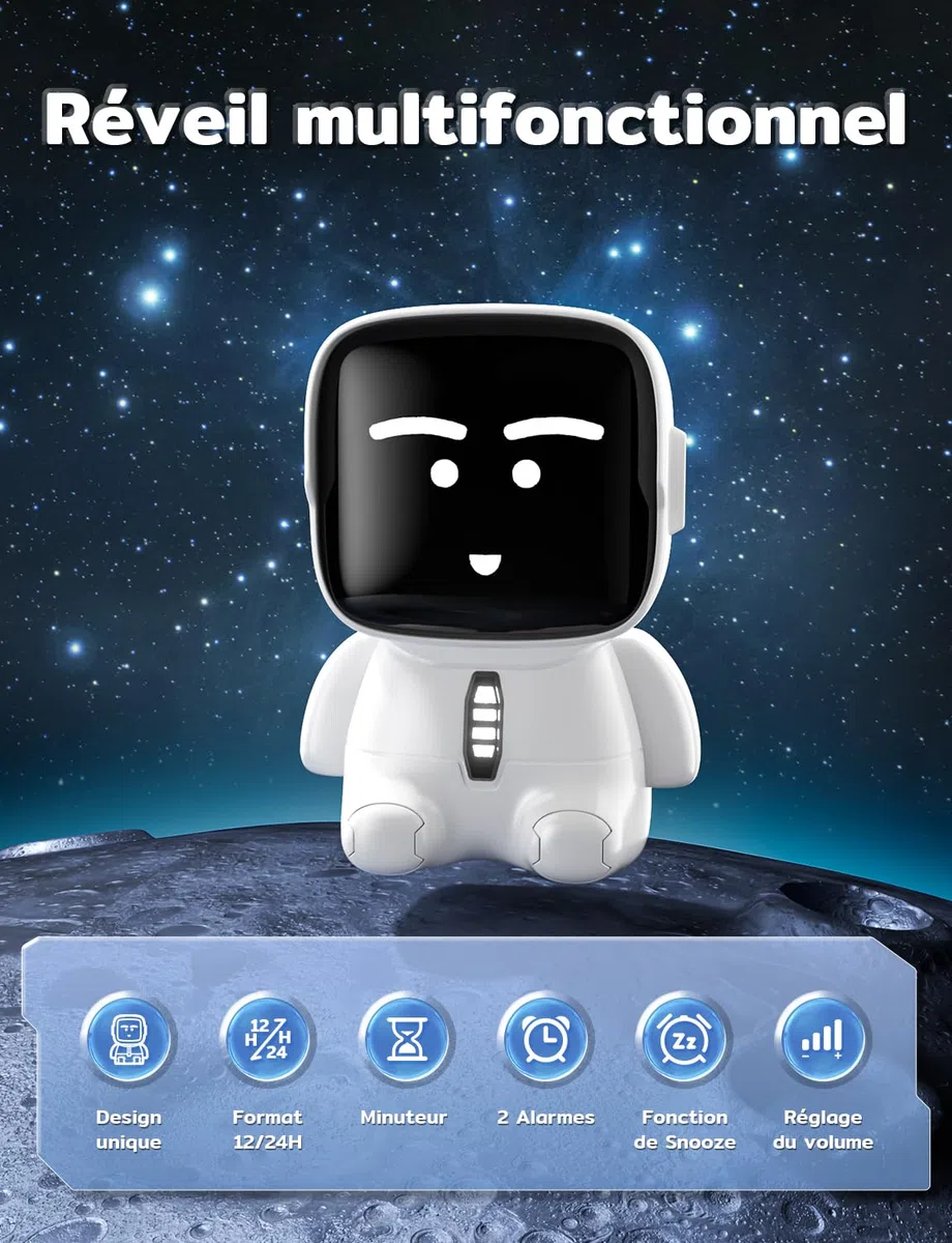 YISSVIC Réveil Enfant Réveil Matin Numérique 2 Alarme/12/24 Heure/Snooze/Minuterie 5 Musiques d'Alarme Son Réglable Port USB Rechargeable pour Enfants Adultes