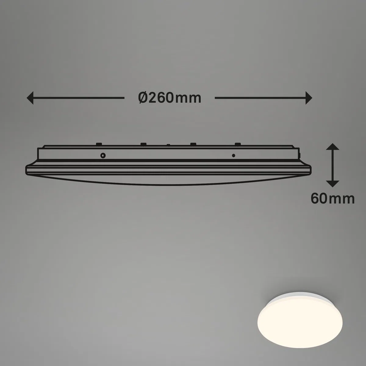 BRILONER - Plafonnier LED avec détecteur de mouvement, lumière blanche chaude, plafonnier LED, lampe LED, lampe de cuisine, chambre d'enfant, 270x60 mm (DxH) blanc