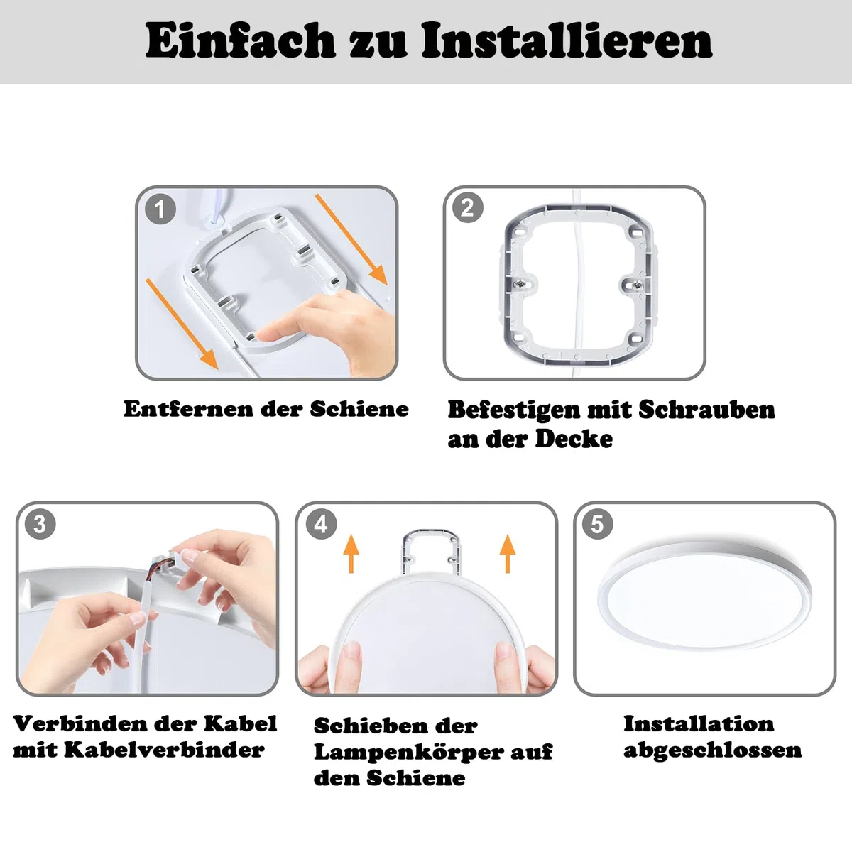 Aufun 72W Plafonnier LED plat et rond, Blanc 6000K-6500K étanche IP44, Lampe moderne pour salle de bains, Lampe de salle de bains pour cuisine, Salle de bains, Chambre à coucher, Couloir, Cave