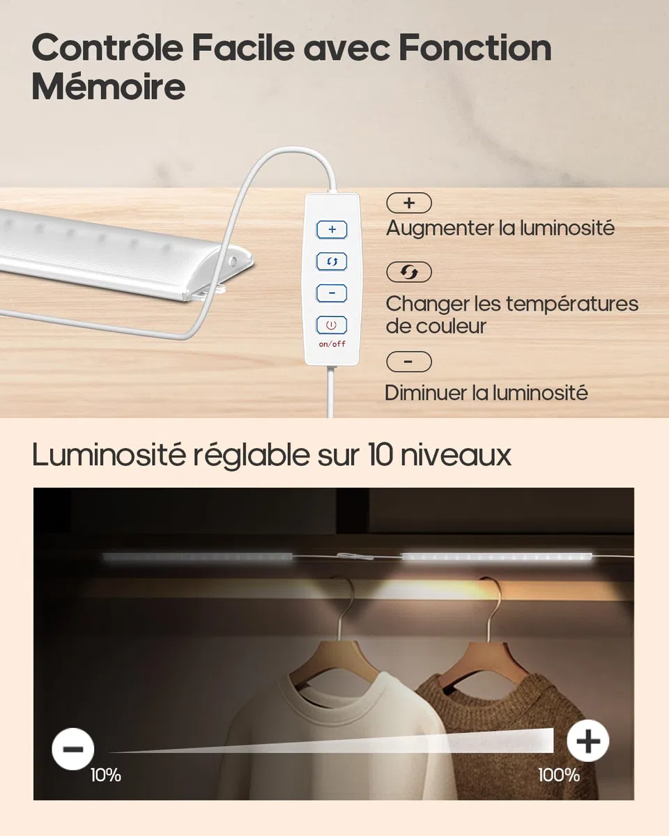 GOODEA Lampe de Cuisine LED Filaire Ultra-Fine, Réglable en Luminosité - Bande Lumière 4 x 30 cm 400 lm avec Interrupteur, 3 Températures de Couleur - Éclairage Led pour Cuisine Sous Meuble