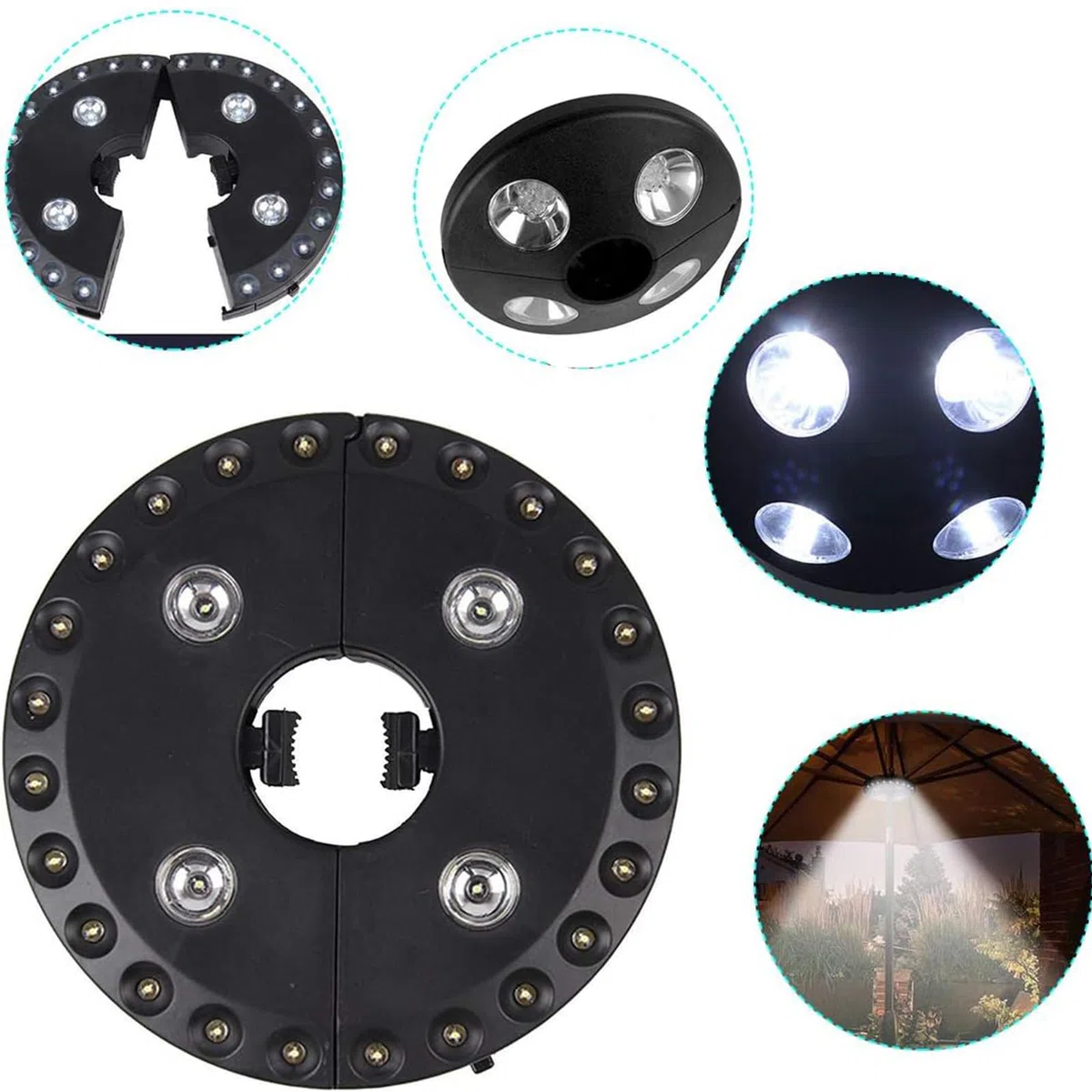SANON Lumières de parasol de terrasse, parasols de table, lampes de camping sans fil pour jardin, véranda, terrasse, utilisation intérieure