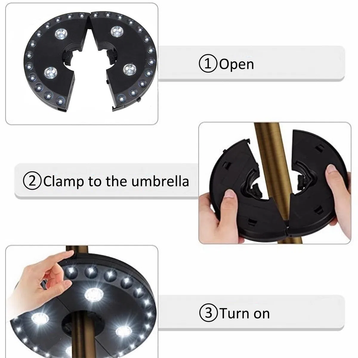 SANON Lumières de parasol de terrasse, parasols de table, lampes de camping sans fil pour jardin, véranda, terrasse, utilisation intérieure