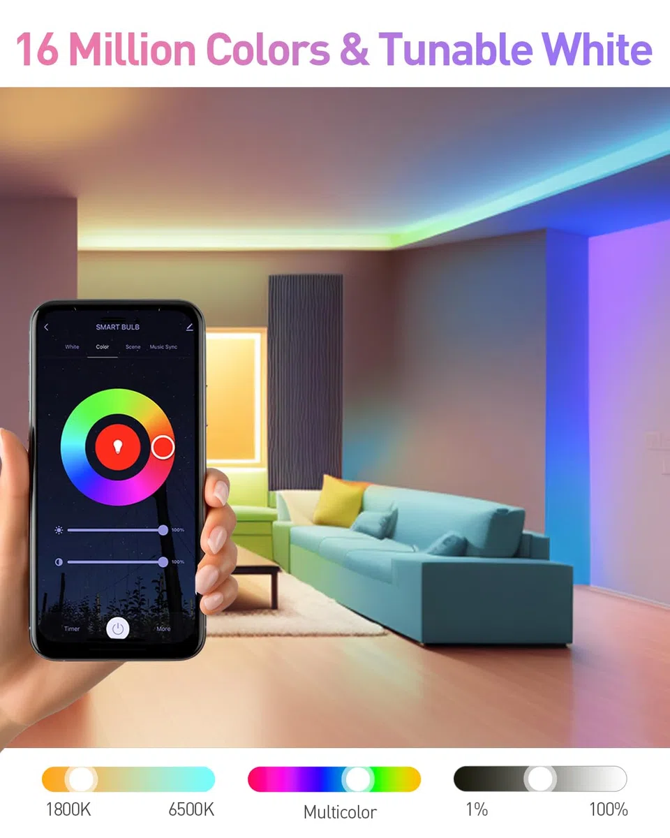 Ampoule Connectée, Ampoule LED E27 Multicolore 2700K-6500K RGB Dimmable, Ampoule Intelligente Compatible avec Alexa et Google Home, 9W 900lm Bluetooth &WiFi 2.4GHz, 2 PCS (Pas Besoin de Hub)