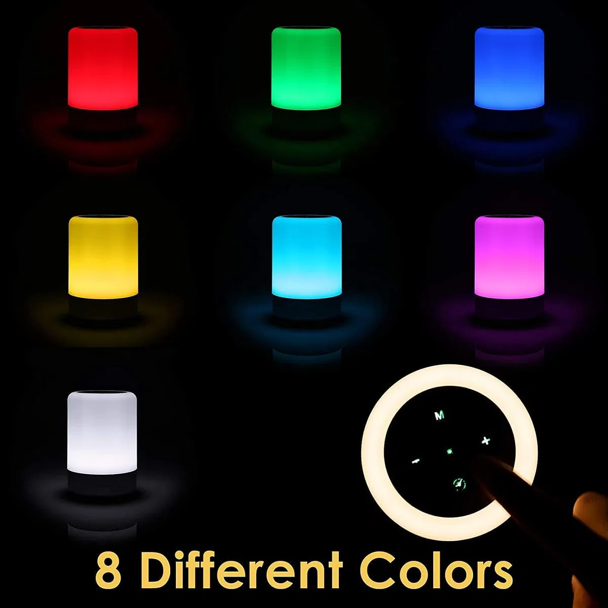 Auxmir Lampe de Chevet, Veilleuse d'allaitement Nuit, Veilleuse LED Tactile avec 13 Couleurs RGB, Rechargeable USB, Lampe de Chevet sans Fil Télécommande pour Chambre Eanfant Salon Camping