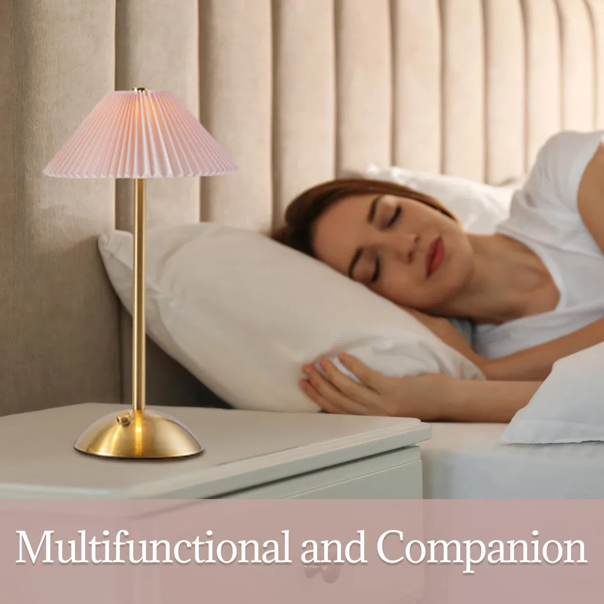 Gcroet Lampe de Chevet Tactile, veilleuse de Chevet sans Fil avec Base en Bois, Lampe Table Rechargeable pour Chambre à Coucher, Bureau, Chambre d'enfant, Salon, Style 2..