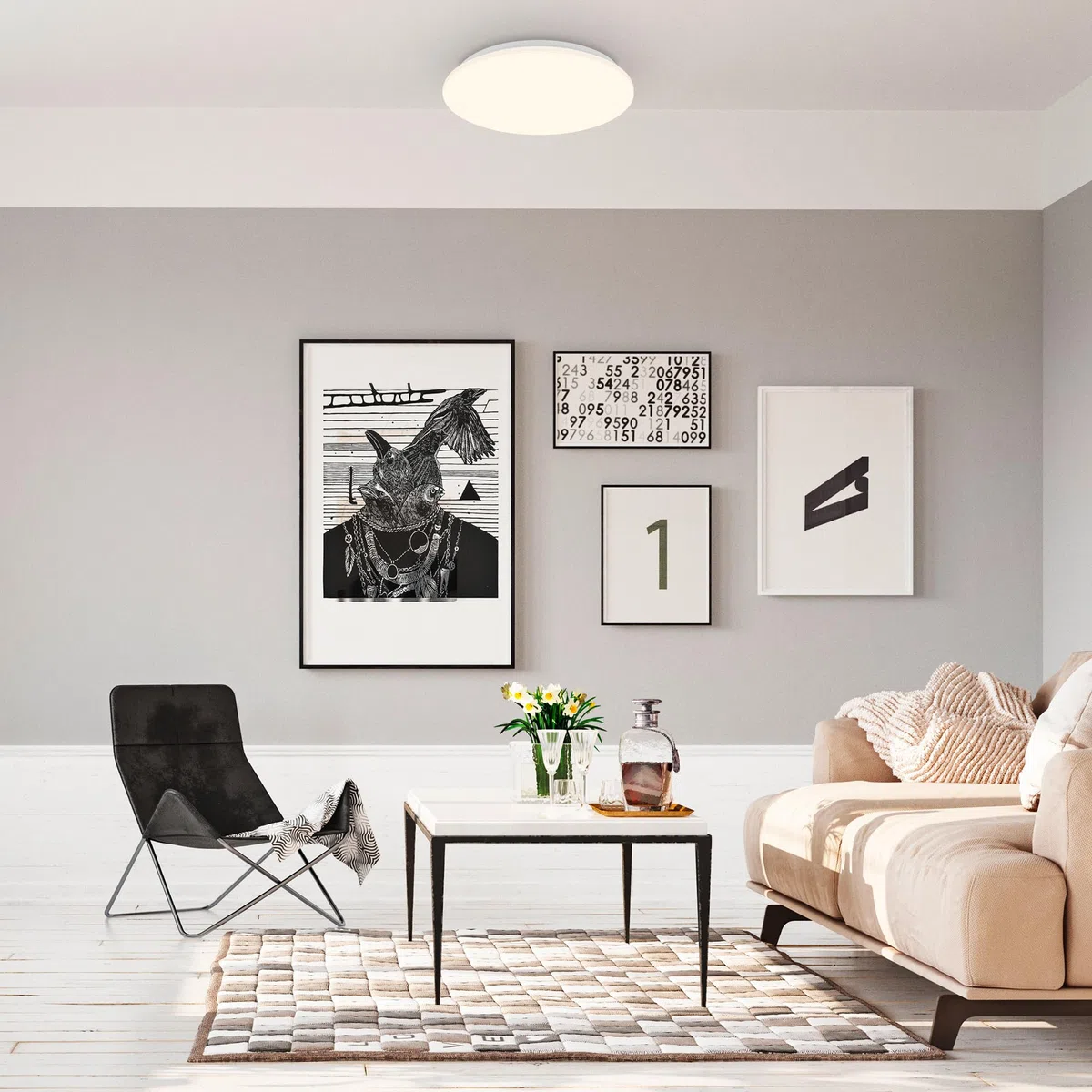BRILONER - Plafonnier LED avec détecteur de mouvement, lumière blanche chaude, plafonnier LED, lampe LED, lampe de cuisine, chambre d'enfant, 270x60 mm (DxH) blanc