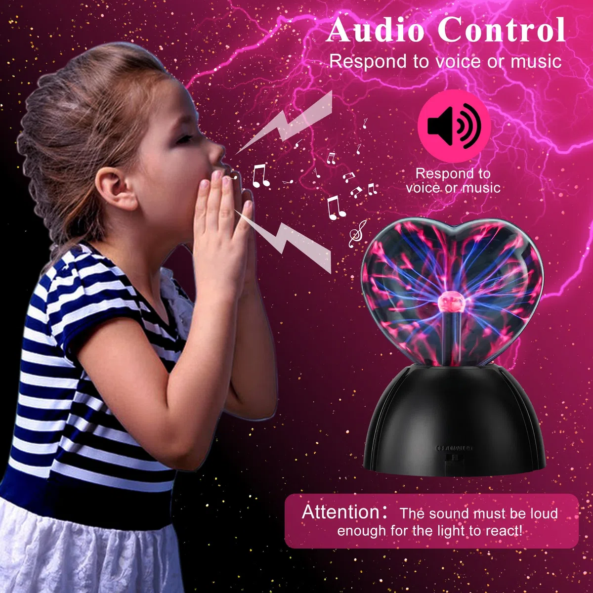 Boule Plasma, Lumière de Boule de Plasma, Boule Magique Lamp, Lampe à Plasma en Forme de Cœur, Touch Sensible, Lampe Plasma pour Veilleuse Enfant, Cadeaux de Noël, Saint-Valentin