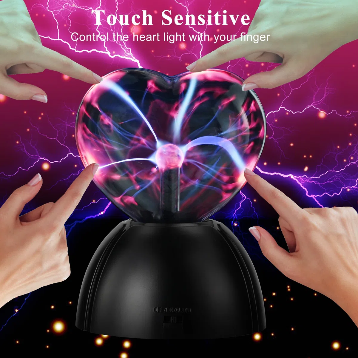 Boule Plasma, Lumière de Boule de Plasma, Boule Magique Lamp, Lampe à Plasma en Forme de Cœur, Touch Sensible, Lampe Plasma pour Veilleuse Enfant, Cadeaux de Noël, Saint-Valentin