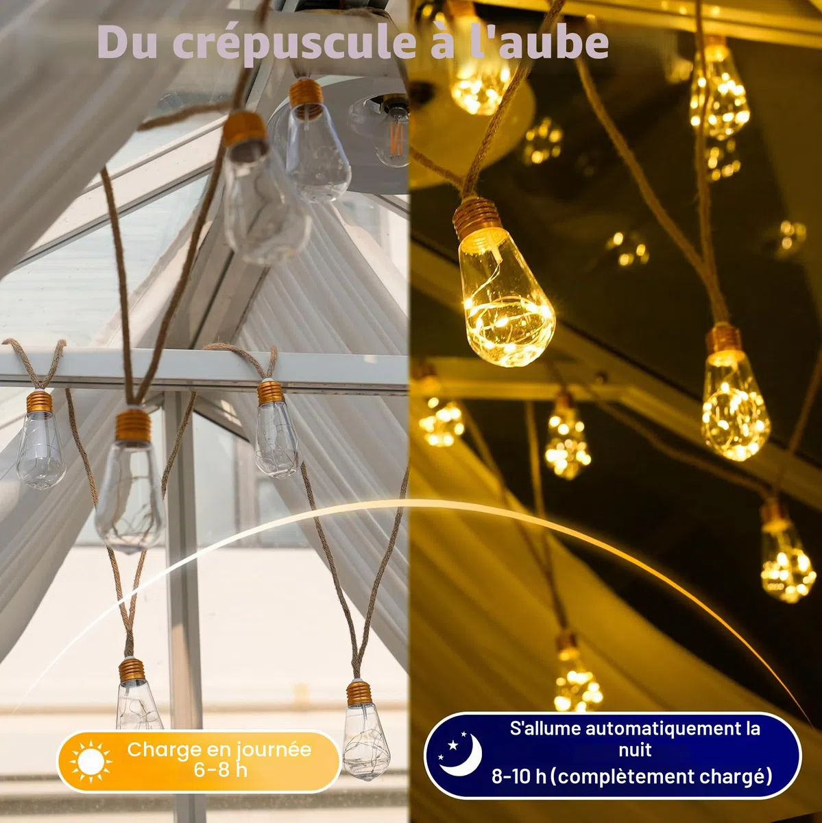 Ollny Guirlande Lumineuse Exterieure Solaire, 8m 16 S17 Ampoules, Guirlande Solaire Exterieur Guinguette avec Télécommande, 8 Modes-Minuterie-IP65 Étanche-USB, pour Jardin Balcon Terrasse Mariage Fête