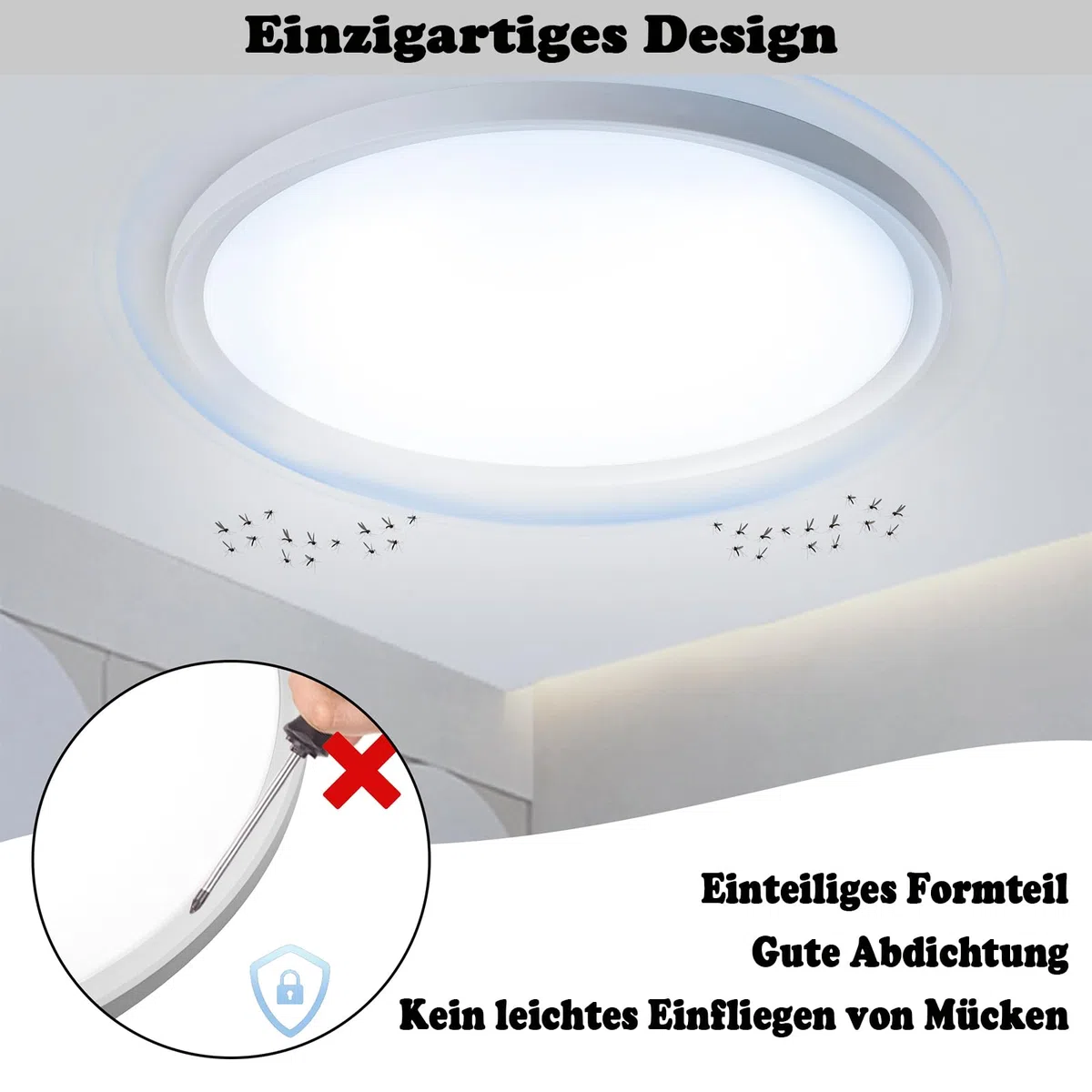 Aufun 72W Plafonnier LED plat et rond, Blanc 6000K-6500K étanche IP44, Lampe moderne pour salle de bains, Lampe de salle de bains pour cuisine, Salle de bains, Chambre à coucher, Couloir, Cave