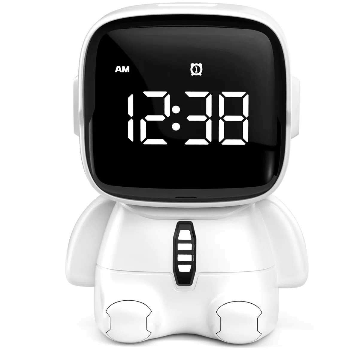 YISSVIC Réveil Enfant Réveil Matin Numérique 2 Alarme/12/24 Heure/Snooze/Minuterie 5 Musiques d'Alarme Son Réglable Port USB Rechargeable pour Enfants Adultes
