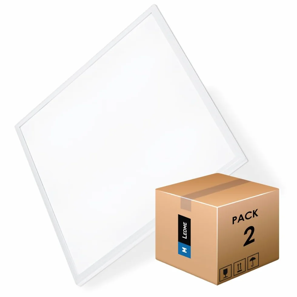 M Ledme -Lot de 2 Panneaux LED 60 x 60 cm Trielle 42W, 4200 lm, Lumière Froide 6000K, Flicker Free, UGR<19, Driver Philips, IP40, LM5314