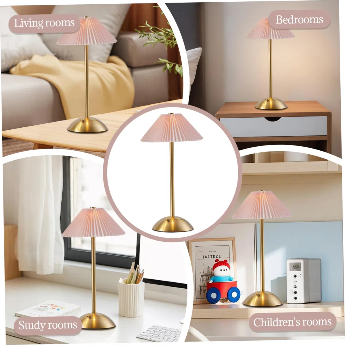 Gcroet Lampe de Chevet Tactile, veilleuse de Chevet sans Fil avec Base en Bois, Lampe Table Rechargeable pour Chambre à Coucher, Bureau, Chambre d'enfant, Salon, Style 2..